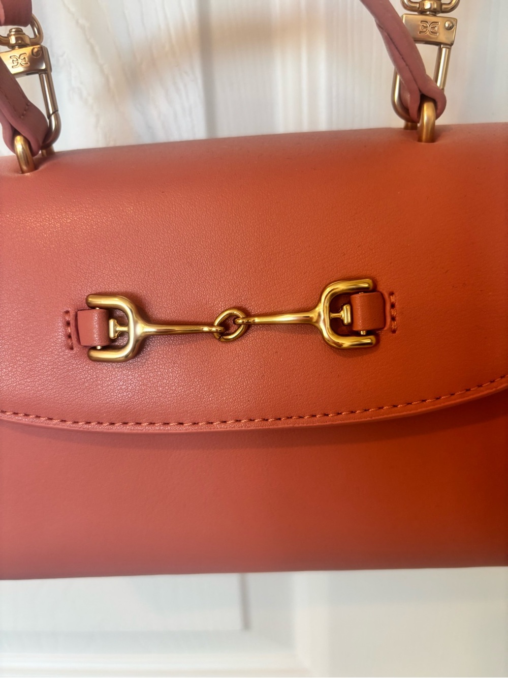 Sam Edelman Rose Leather Top-Handle Crossbody with Gold Hardware - Picture 4 of 15